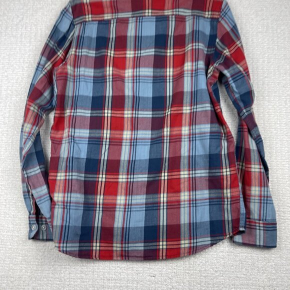 Y2K Element Plaid Flannel Check Long Sleeve Button Shirt Men Size L Red / Blue - Picture 12 of 16